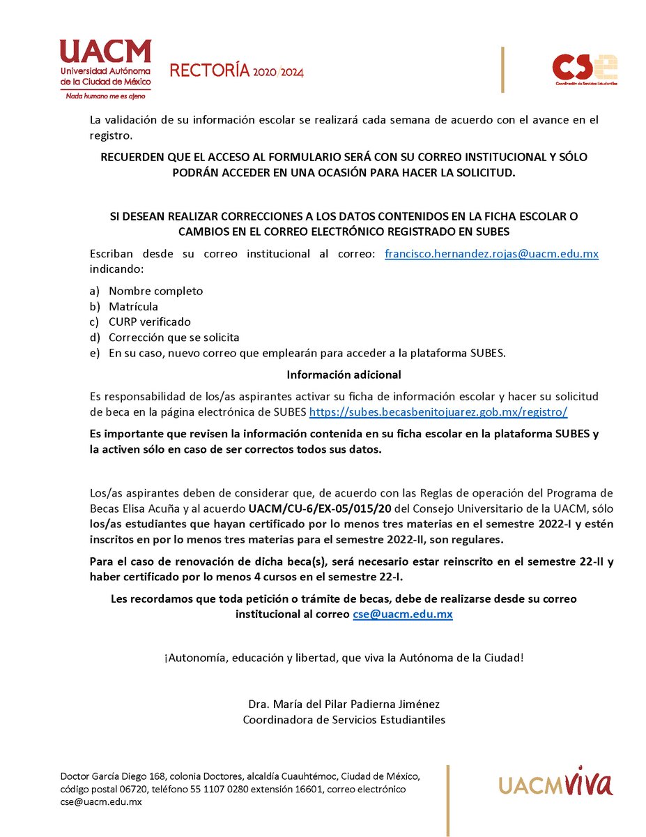 SOBRE LA VALIDACIÓN DE LA INFORMACIÓN ESCOLAR EN LA
PLATAFORMA DEL SISTEMA ÚNICO DE BENEFICIARIOS DE EDUCACIÓN
SUPERIOR