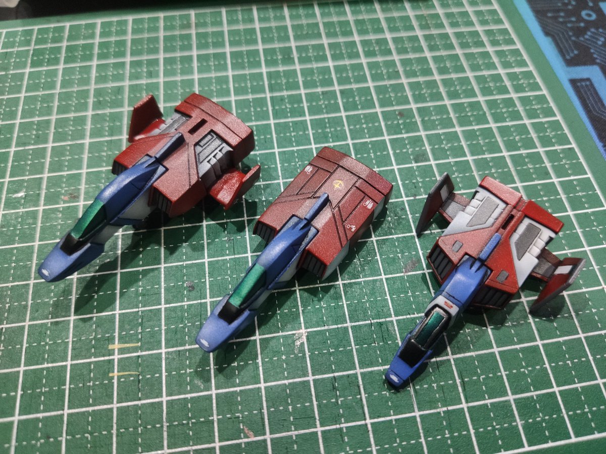 HobbyLifeStudio's tweet photo. -Classic 1/144 Core Booster &amp; Core Fighter  
-HGUC 1/144 Core Fighter (G-Armor Set)

เพ้นท์ด้วยพู่กันเรียบร้อยหมดแล้ว ต่อไปลุยติดดีคอลต่อได้
#HobbyLifeStudio #WIP #Bandai #バンダイ #Gunpla #ガンプラ #Plamo #プラモ #Modelkits #機動戦士ガンダム #MobileSuitGundam #CoreBooster #EFSF https://t.co/zoy2GQA8xd