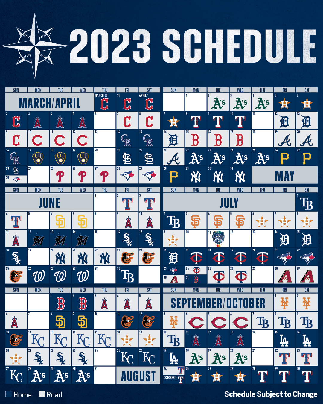 Mariners 2023 Printable Schedule - 2023 Calendar Printable