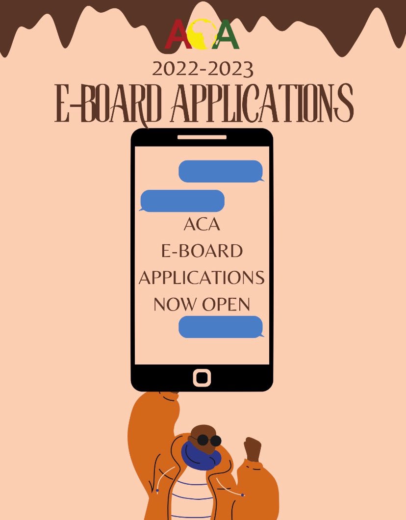 CALLING ALL ACA LOVERS!🌍Do you want to be a part of the behind the scenes magic of ACA? We’ll look no further! Executive board applications are now live and open until ‼️11:59 pm CST on Wednesday August 31st ‼️2022. Application Link and position descriptions in Bio! ✍🏾