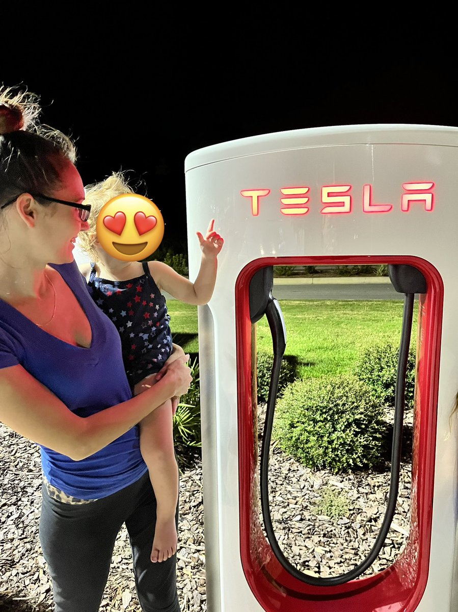 TeslaSpent21's tweet photo. “Look mom it says your name!!!” Just a real life Tesla at a Tesla charger 😂 too bad it doesn’t work on me!! I need a charge, I am exhausted from all these people @elonmusk @Tesla #Tesla #icamefirst #ineedarecharge https://t.co/JXASTbz83R