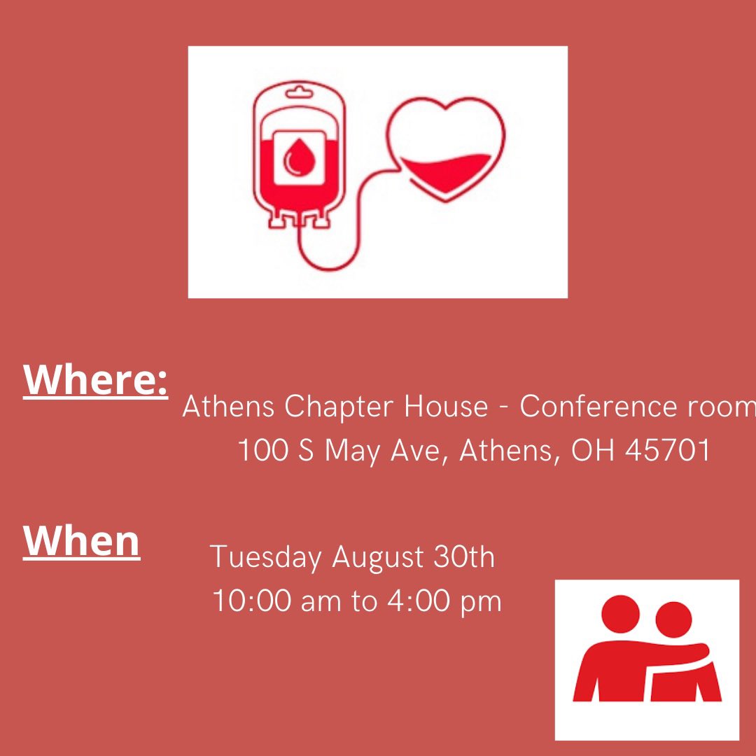 OURedCrossClub's tweet photo. These are the upcoming blood drives for the 23rd, 29th, 30th, and 31st of August!! Come donate!!🩸🩸 https://t.co/6vxrbfrk1r