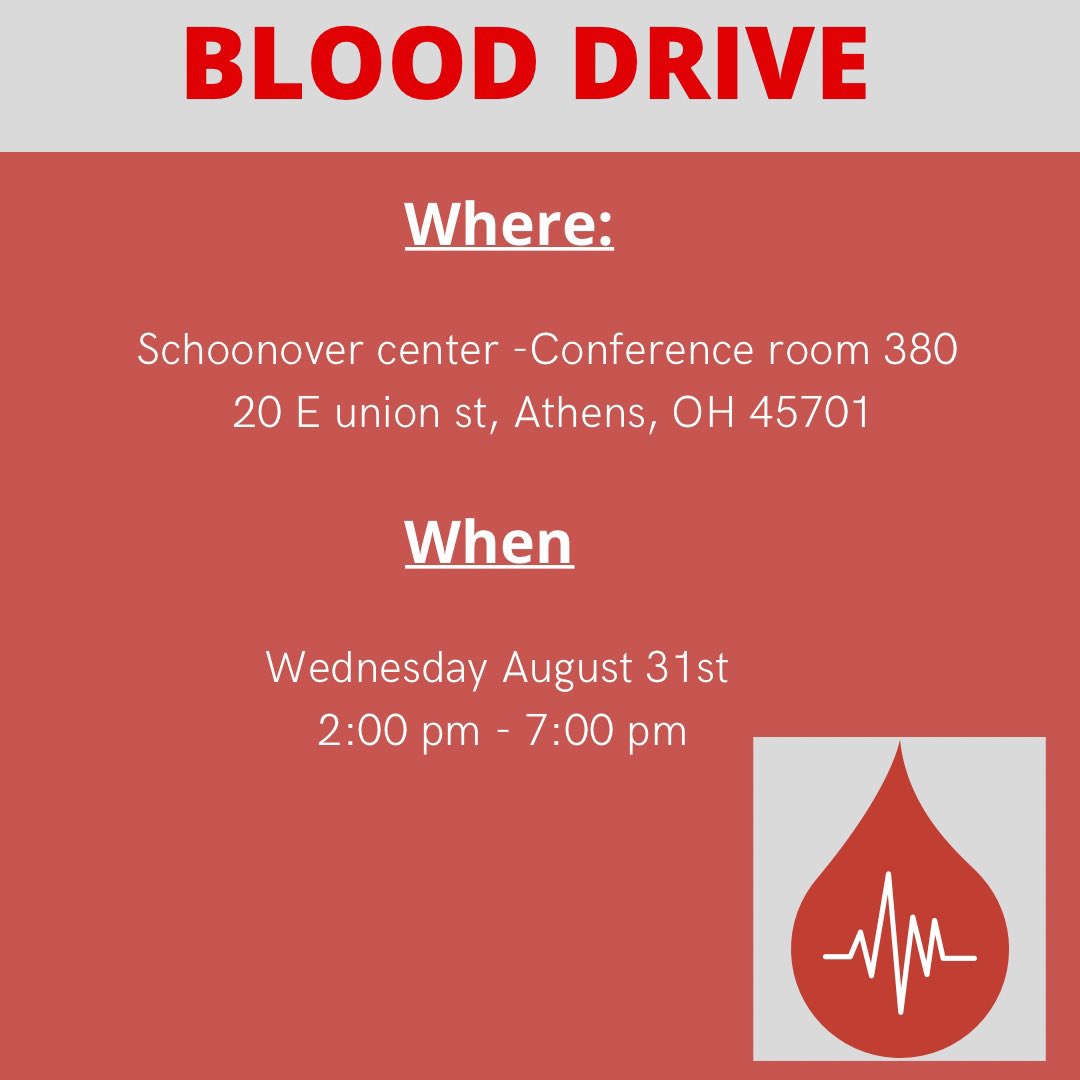 OURedCrossClub's tweet photo. These are the upcoming blood drives for the 23rd, 29th, 30th, and 31st of August!! Come donate!!🩸🩸 https://t.co/6vxrbfrk1r