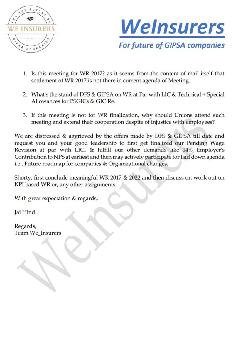 #GIPSAWAGEREVISION 
<a href="/WInsurers/">WE_INSURERS</a> <a href="/DFS_India/">DFS</a>