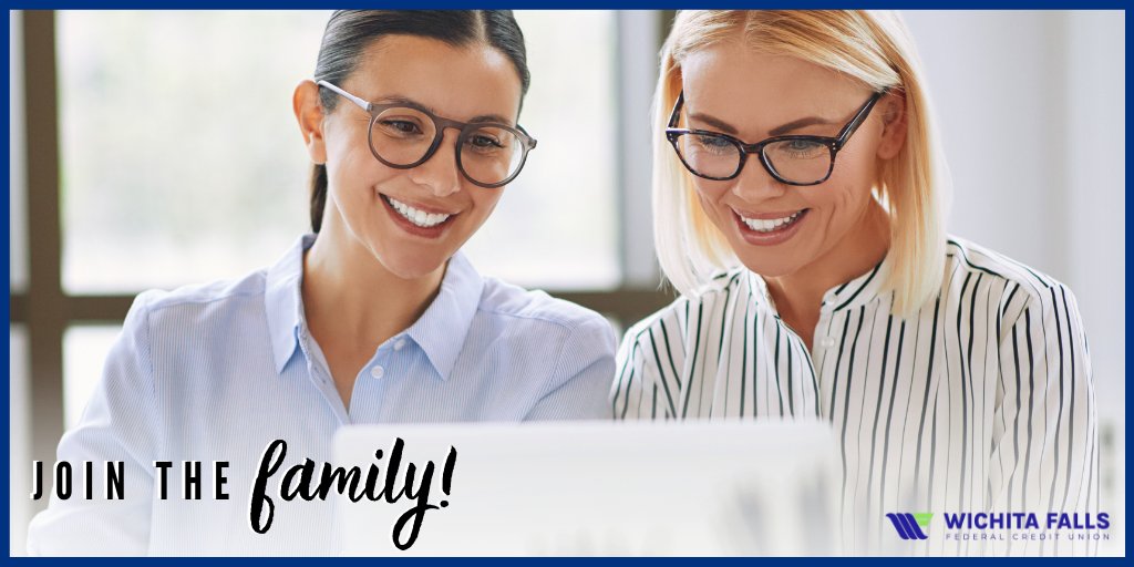 WichitaFallsFCU's tweet photo. When you're a member at #WichitaFallsFCU, you're not just a number! 😊 You're family! 💙 Join today and enjoy member benefits, including personalized service, low loan rates, and more! 👏
Join: https://t.co/wkuq5CMdUi

#WFTexas #WichitaFallsTX #WichitaFallsTexas #WichitaFallsPD https://t.co/JpHjVbRx66