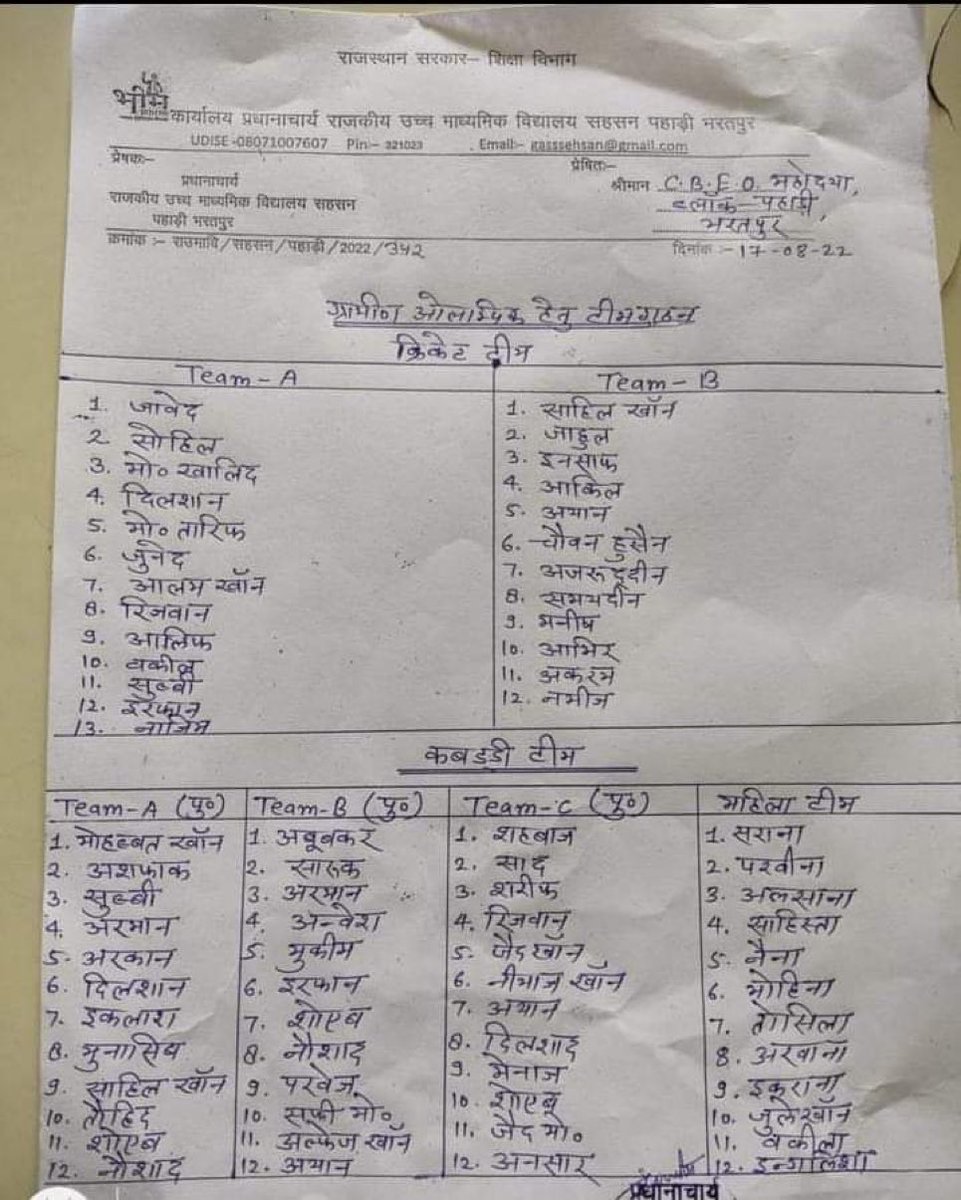 neeraj_jain75's tweet photo. ये राजस्थान में ग्रामीण ओलम्पिक की क्रिकेट और कबड्डी टीम का selection देखिए !
चौंकिए मत ये राजस्थान में होने वाले खेल की टीम है #पाकिस्तान की नहीं !
#गहलोतराज_मुग़लराज https://t.co/J1pT559xdT