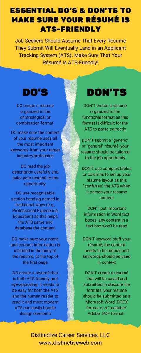 SmartCareerTips's tweet photo. If you're looking for a job, it's important to make sure your resume is ATS-friendly. Here are some must-know facts about creating ATS-friendly resumes. Follow these tips, and you'll... #resumewriting #resumewriter #ATSresumes #resumehelp #jobsearchingtips https://t.co/pN5wQGDVXk https://t.co/DMwJHlNU9H
