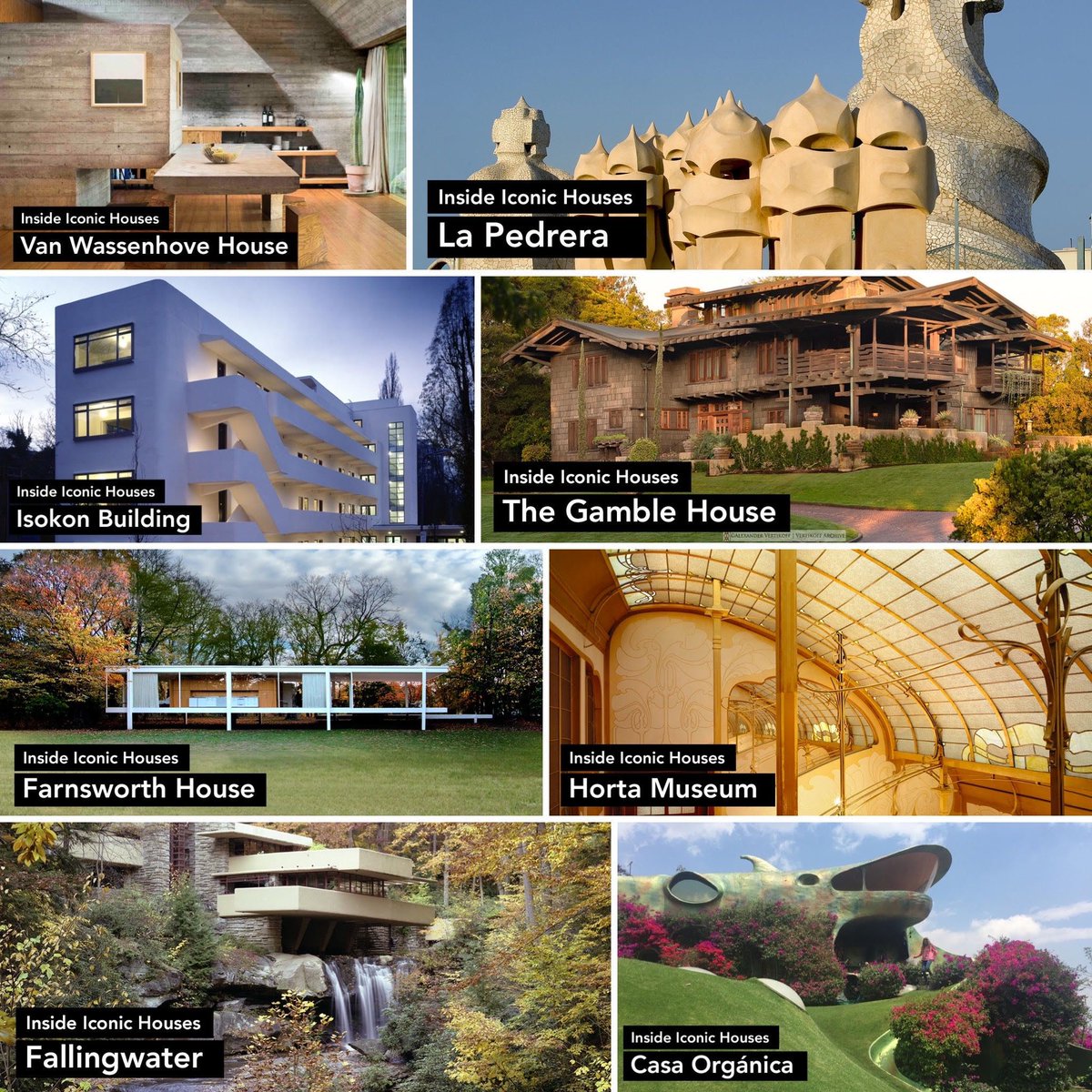 Did you know that all inside iconic houses videos are now online and available to watch?

Our online tours give you an inside look into several iconic houses, for example: the Edith Farnsworth House and Casa Orgánica, or the Horta Museum!

>> iconichouses.org/shop