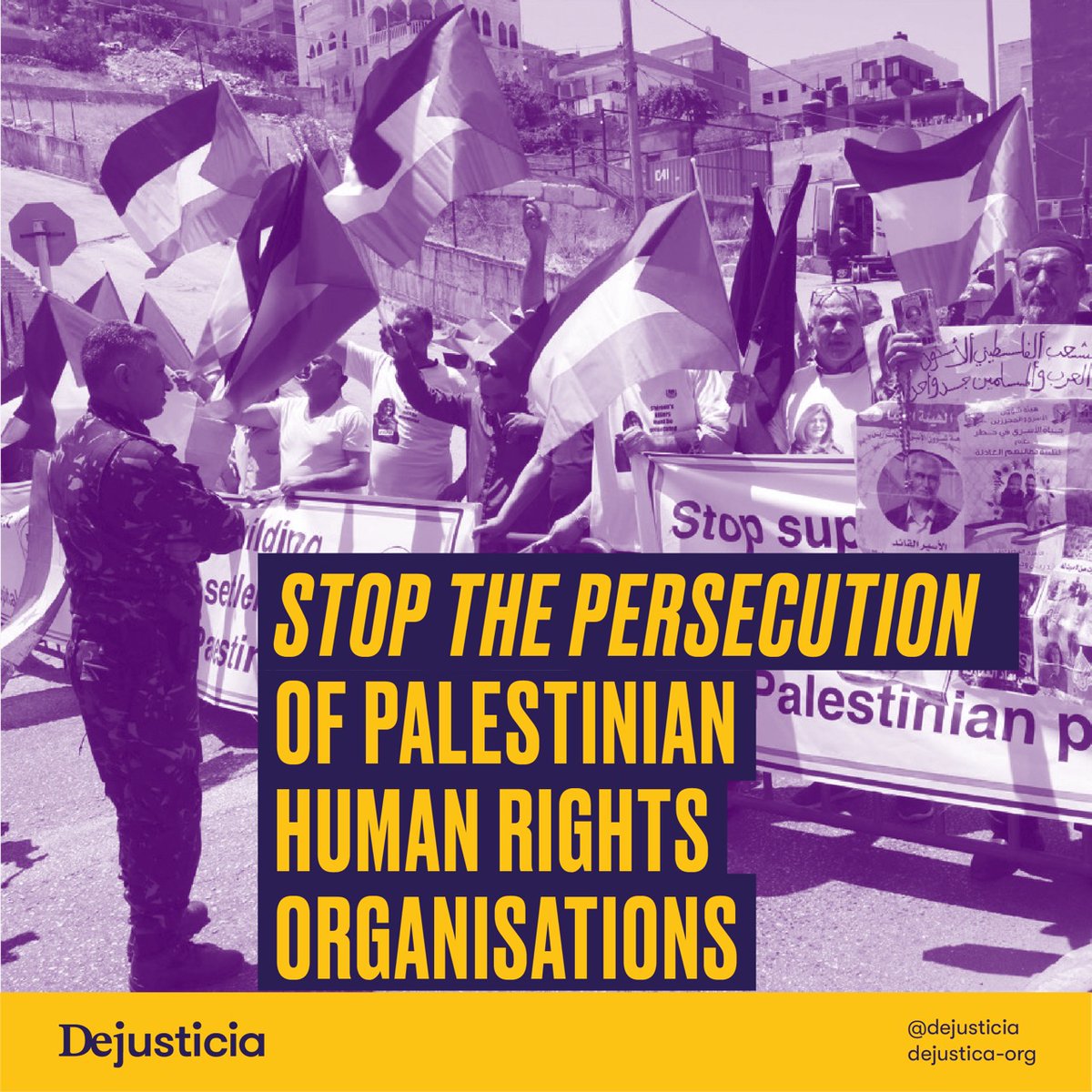 We condemn the use of anti-terrorism laws by the Israeli government to target, criminalize and incarcerate human rights defenders.