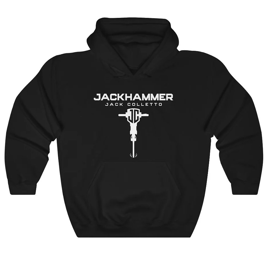 Jackcolletto's tweet photo. I’m happy to announce that I am releasing official JackHammer merchandise for the 2022 football season. I’m excited to partner with the Wounded Warriors Project and donate 25% of the proceeds to help our veterans who have tragically been injured. https://t.co/w7pWPkmgt4 https://t.co/VQMr75ul0x