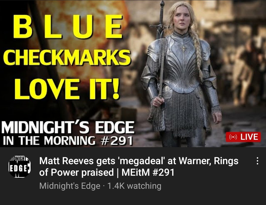 GNinjuh's tweet photo. 🌚#MidnightsEdgeInTheMorning🌞 #0291
#BLUECHECKMARKS LOVE IT!
#MattReeves Gets #Megadeal At #Warner | #RingsOfPower #Praised!
@Midnights_Edge/@AndreEinherjar
@ThomasConnorsJr
@CultureCasino
@ScriptDoctorPHD
@ThatChrisGore
@GeorgeMolho
U #MidNighters!
https://t.co/A7alErDJ1k https://t.co/aMbWwLev5l