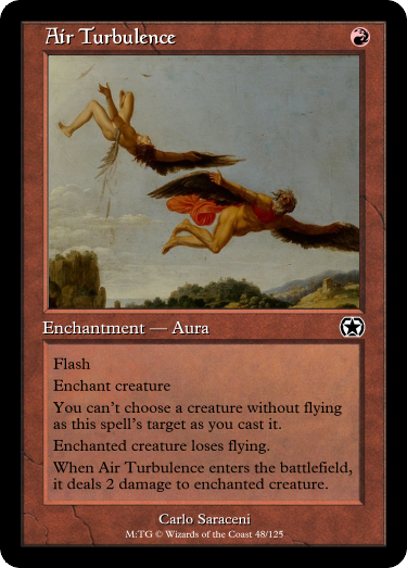 Balthassar's tweet photo. @RagingRiverMTG You messed up Air Turbulence in your Spectral Chaos realization. Yours would be put in a graveyard as a state based effect making it a bad Vertigo. FTFY. https://t.co/rQqVEc25Tr