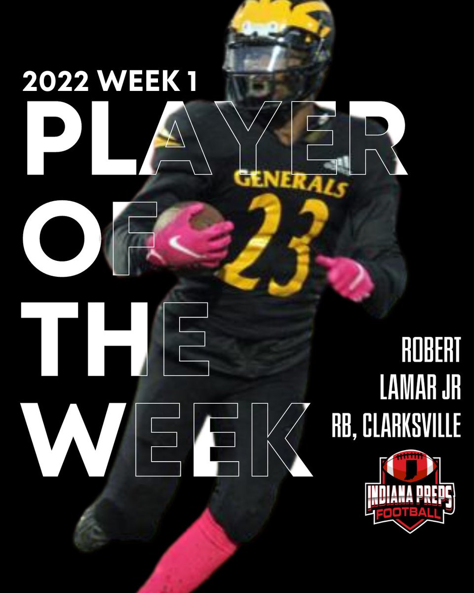 Clarksville High all time career leading rusher goes off in week one with 266-yards rushing, 4-touchdowns and 10-solo tackles. 

Fan’s Choice with 36.8% of the nearly 2,400 votes, Lamar is your week one IMCA Player of the Week! 🏆