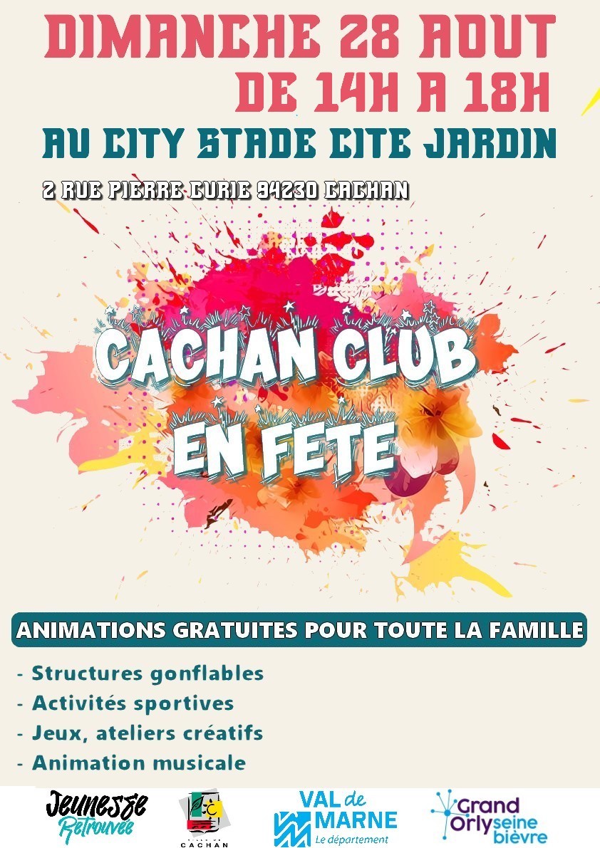 ARetrouvee's tweet photo. Pour clôturer l'été du Cachan Club nous vous invitons le dimanche 28 août 2022 de 14h à 18h au Gymnase Victor Hugo  de Cachan, en famille, entre amis à une après midi festive autour de structures gonflables aquatiques, animations et confiseries. https://t.co/o5cQmB3mQt