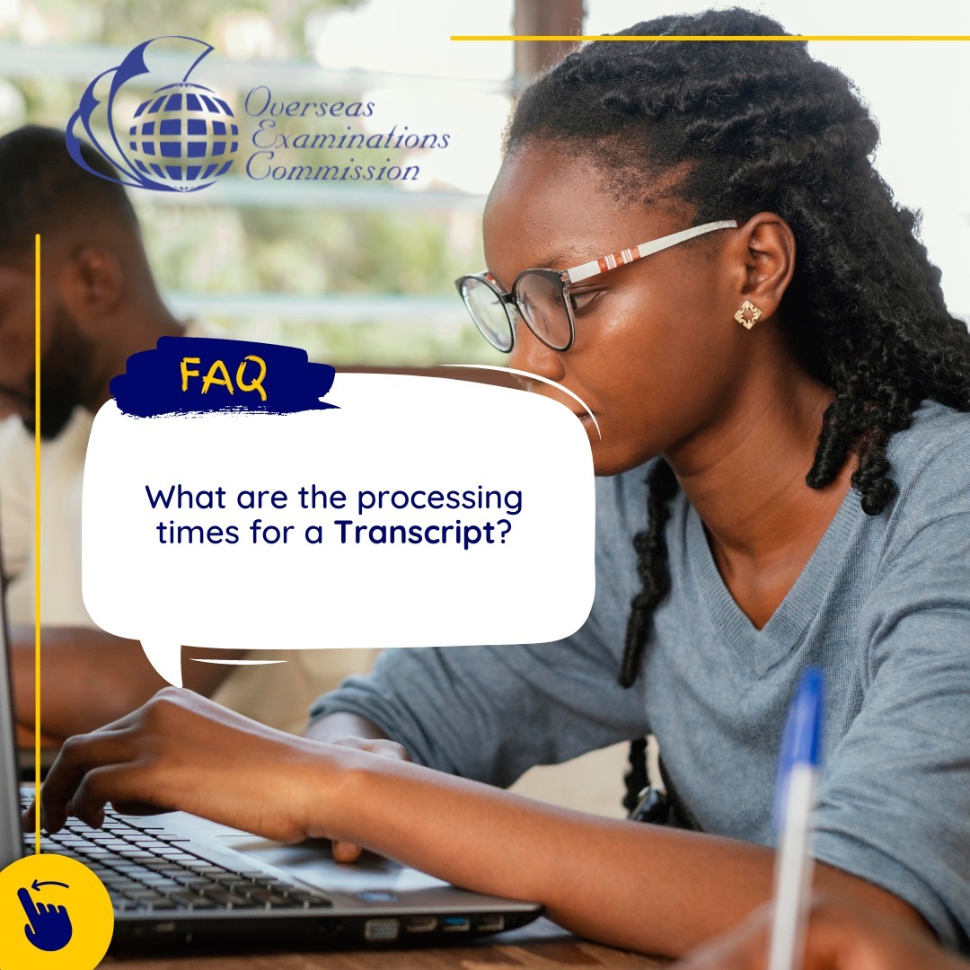 OverseasExams's tweet image. If you intend on requesting a Transcript from us, please note the processing times. Request your transcript early to prevent any delays. Contact us today at 876-920-3284 or email: help@overseasexams.org.jm for more details.

#TranscriptRequest #OECForExams #Jamaica