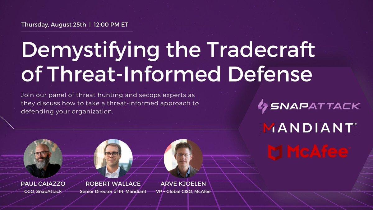 Have you registered for our upcoming webinar with <a href="/Mandiant/">Mandiant (part of Google Cloud)</a>?

This Thursday, join us for an illuminating conversation surrounding threat-informed defense and how to apply this proactive strategy across industries and environments. 

Register: tinyurl.com/mtjsahrb