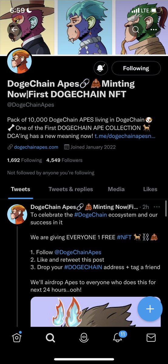 _samiieeee's tweet photo. @DogeChainApes Wallet address: 0x3db5384cCC48aF601B76468a501d9264D536fC4A         @rulerofmars  Let’s go🔥🔥 https://t.co/QBrhygtod8