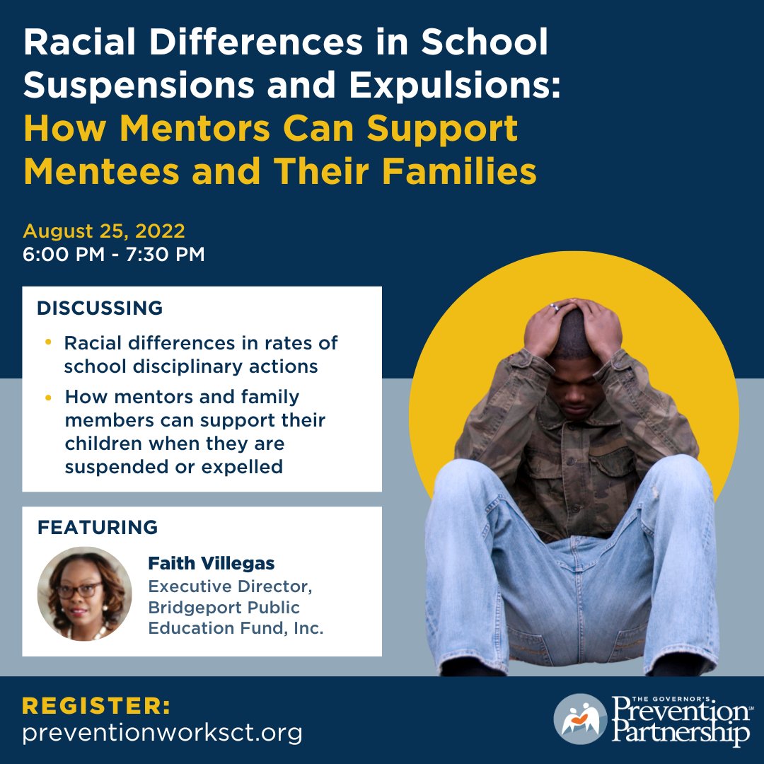 PreventionNews's tweet photo. Skilled mentors can help families through hard times! Join us tomorrow for a conversation about how mentors can address racial differences in school disciplinary actions and support families navigating academic disciplinary actions. Register at https://t.co/SPFZlJZHHb https://t.co/F2m7iHxRX8