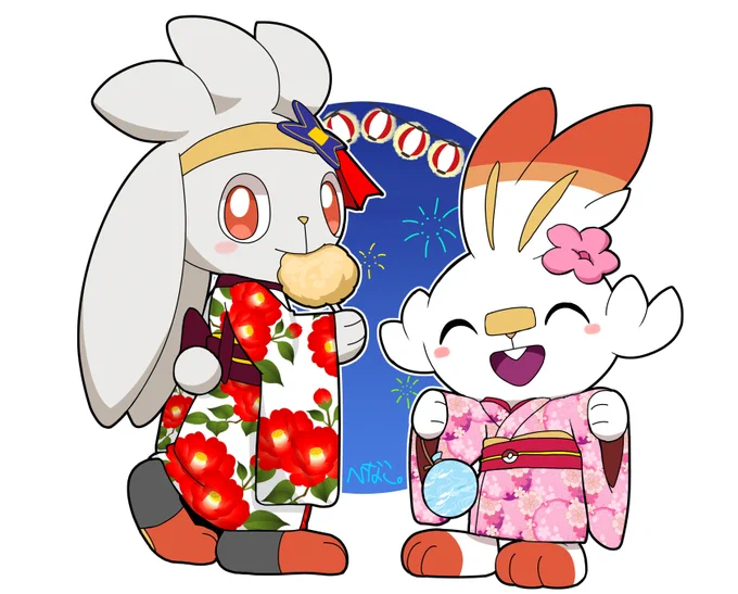 #8月の終わりにあなたの作品見せてください 中心にポケモンたちのイラストを描いています 