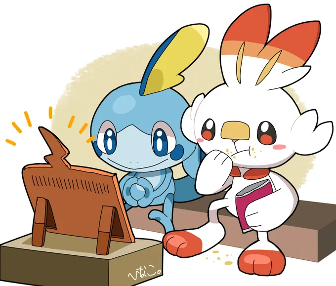#8月の終わりにあなたの作品見せてください 中心にポケモンたちのイラストを描いています 