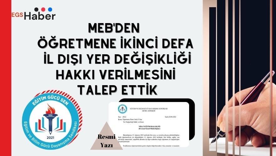 MEB <a href="/tcmeb/">Millî Eğitim Bakanlığı</a> <a href="/mebpgm/">Personel Genel Müdürlüğü</a> 2022 yaz döneminde,okullar açılmadan önce öğretmenlerin taleplerini dikkate alarak yeniden il dışı atama takvimi hazırlayıp öğretmen yer değişikliğini gerçekleştirmeli,mağduriyetleri gidermelidir. #ikinciildışışart #öğretmeneikinciildışı
egitimgucusen.org.tr/haber-duyuru/m…