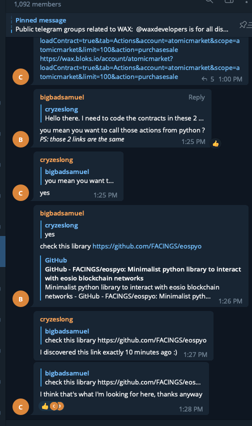 FACINGSofficial's tweet image. Heyo #PythonDevs! Super stoked about your feedback on #eospyo 🙌
Take a peak at our #github goodies --&amp;gt; hubs.ly/Q01kN_fD0
Reach out to us on #Discord --&amp;gt; hubs.ly/Q01kP2-n0
@PomeloGrants donations closed but we are still working hard to improve.