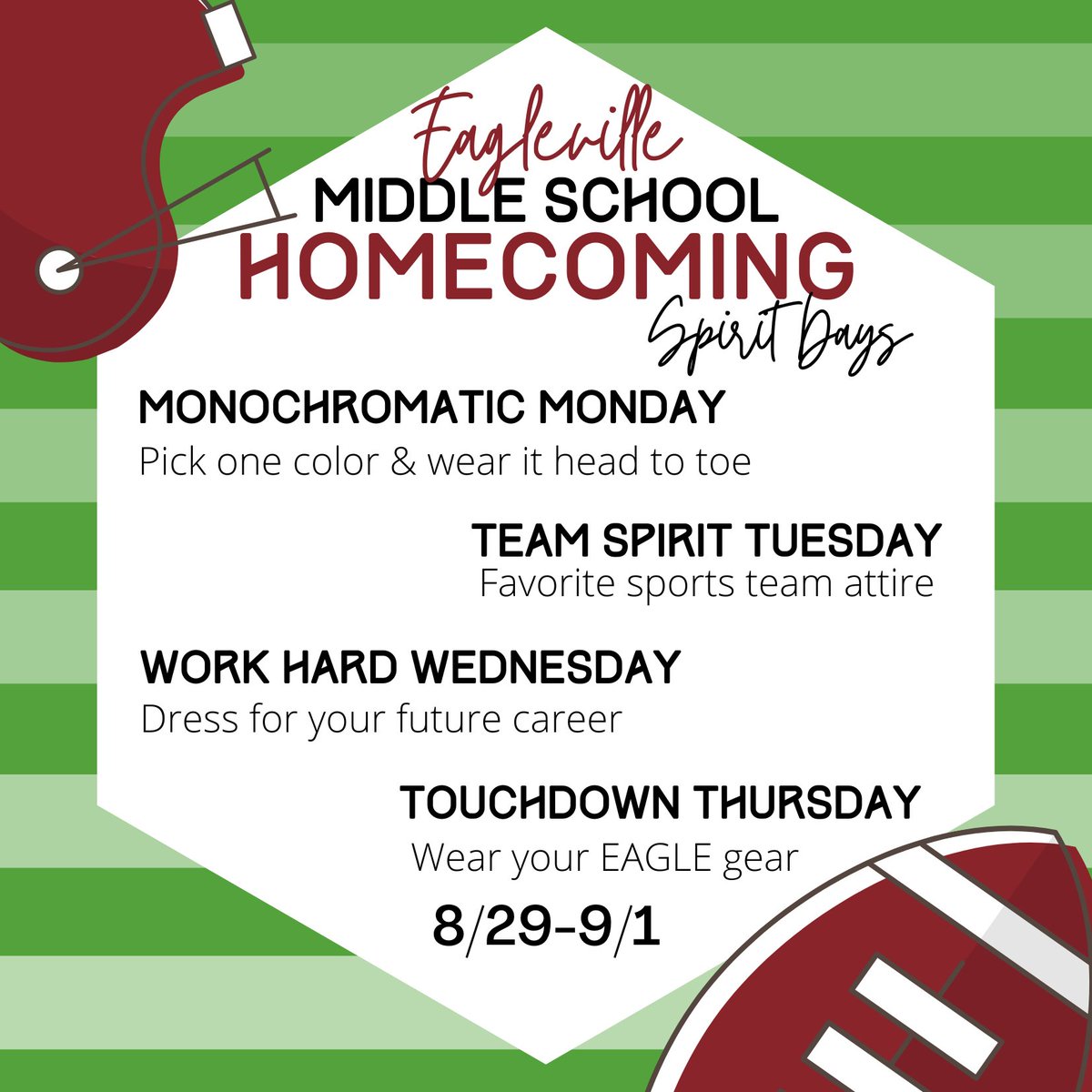 TibbsEAG's tweet photo. Middle School Homecoming Dress Up Days are next week!  Pep Rally is on Thursday! @Tim_PedigoEAG @EAGbrownj @EAG_LacyTallman https://t.co/9THDrZ6DGa