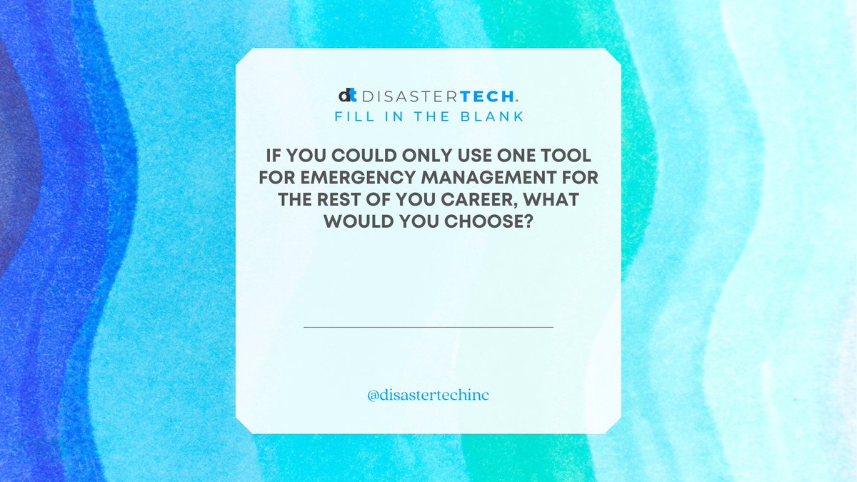 pratus_ai's tweet photo. This ones for our #EMGTwitter followers!

Tweet us and let us know what one EM tool you would choose!

#DisasterTech #EmergencyManagement #FillInTheBlank https://t.co/zNPFBfpEce