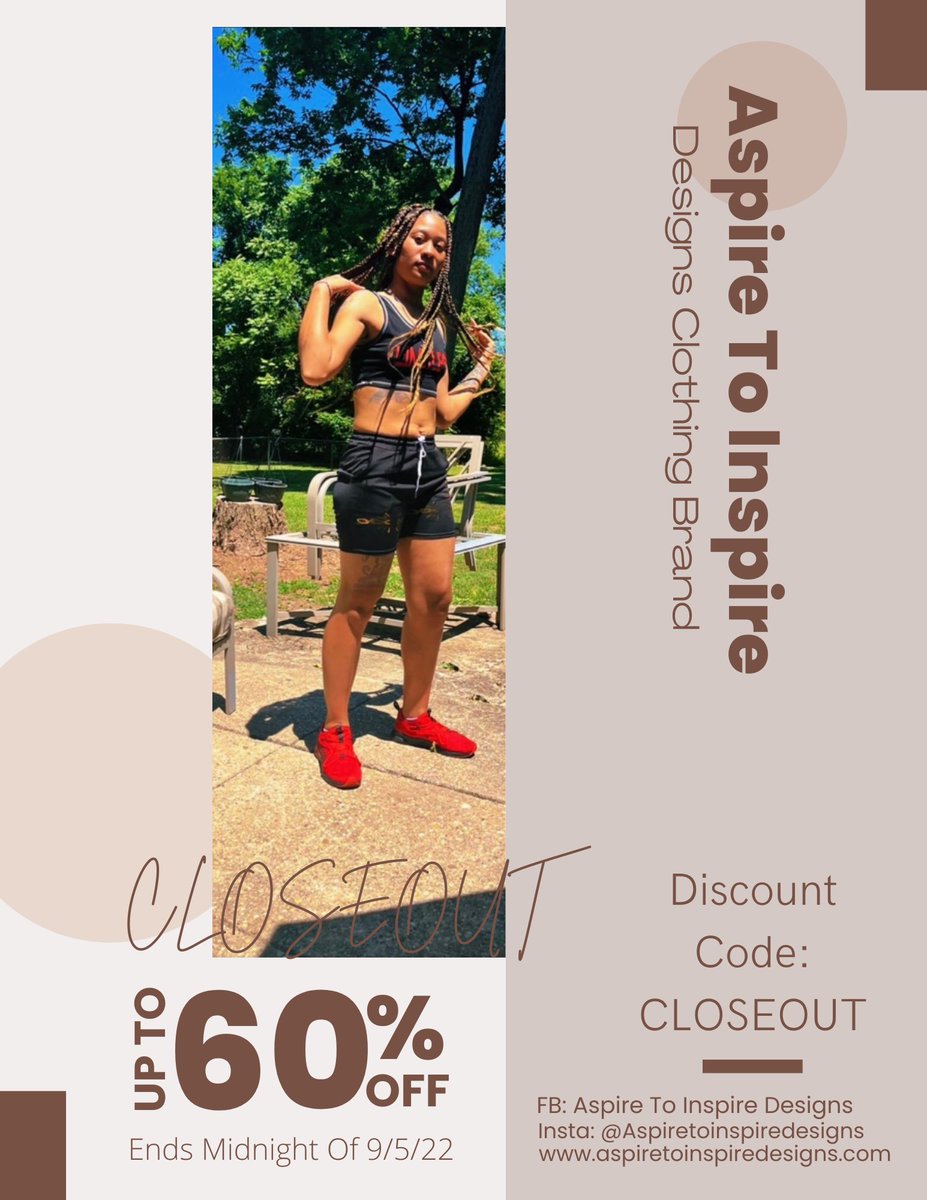 BeTheeVibe's tweet image. Closeout Sale 60% Off The Entire Site❗️💥
aspiretoinspiredesigns.com
#FallSeasonLoading🍂🍁
#WhereYourArmorEmpowersYOU #Limitless #Aspire #Purpose #Peace #MentalHealth