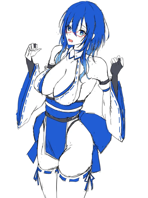 デザイン練り直してこれで描こうかなって思う前垂れドスケベ和服 