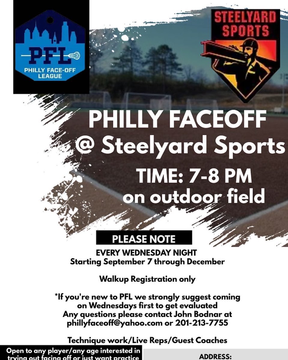 Philly_Faceoff's tweet photo. Fall Schedule is out. Wednesday nights at Steelyard Sports in King of Prussia and Sunday nights at Main Line Sports Center. Faceoff in Philly? Come out and join us in September! #JointheLeague #MakeYourselfKnown https://t.co/swtDgdOarI