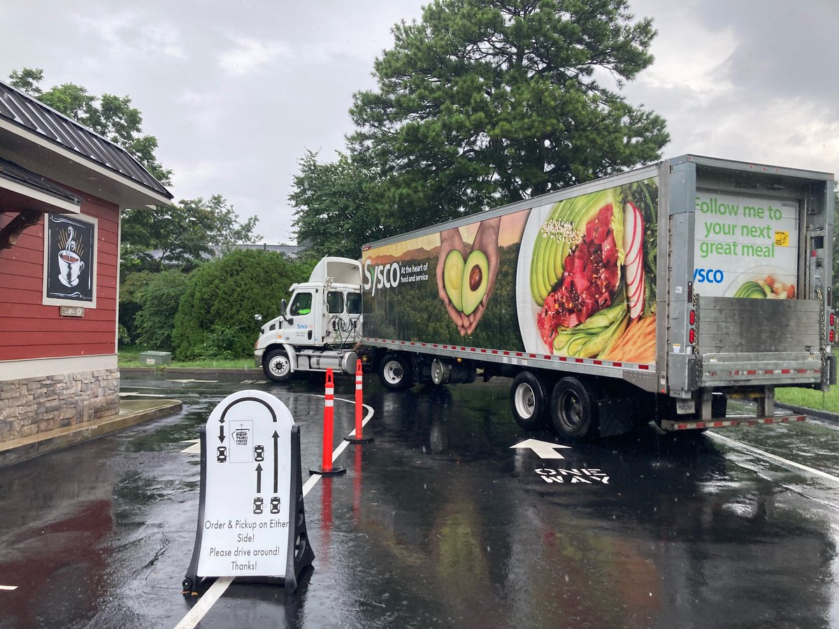 DripThruCoffee's tweet photo. Sorry, @sysco, you don’t get to trespass on our property &amp; not make a purchase. We are a drive-thru operation that DOES NOT SUPPORT ANY tractor trailer weight/unloading at adjacent properties. #dobetter Wouldn’t have tweeted but no one in customer service answers in Atl 🤷‍♀️ https://t.co/u4UT57sHeo
