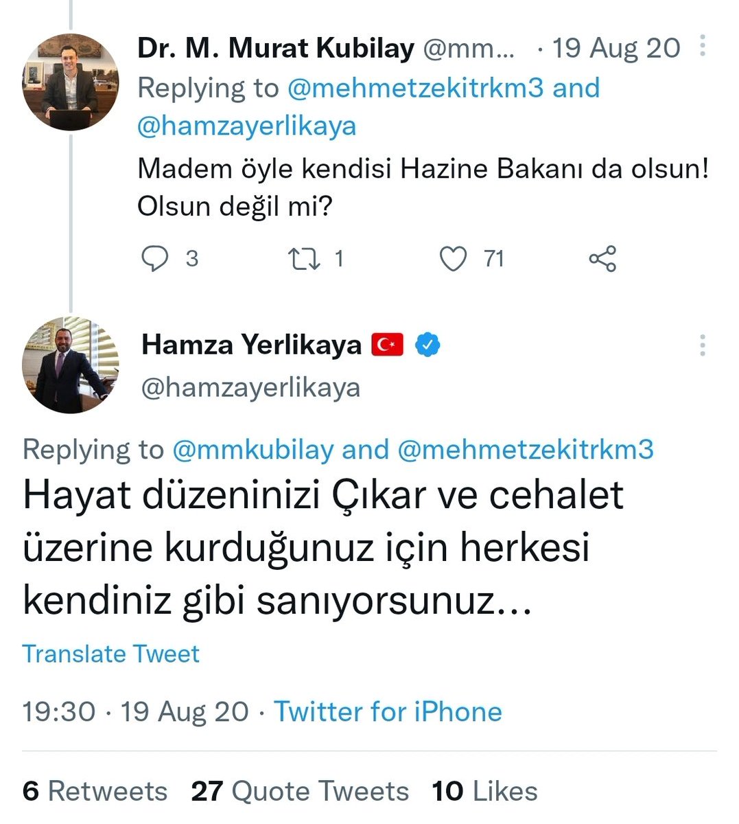 mmkubilay's tweet photo. 2 yıl önce, Hamza Yerlikaya'nın Vakıfbank yönetim kuruluna atanmasını mesleki yetersizlikten eleştirdiğimde, arsızca aşağıdaki yanıtı vermişti. Bugün diploma sahtekarlığı tescillendi, o ise yıllarca sırtımızdan geçindi.
Unutmayın bunlar bir çete; her şeyleri örgütlü ve kasıtlı! https://t.co/KzuQXmCazA
