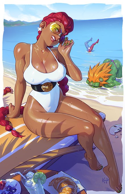 I drew C.Viper for the @UdonEnt  2022 Street Fighter Swimsuit Special, Don't get in between her and her