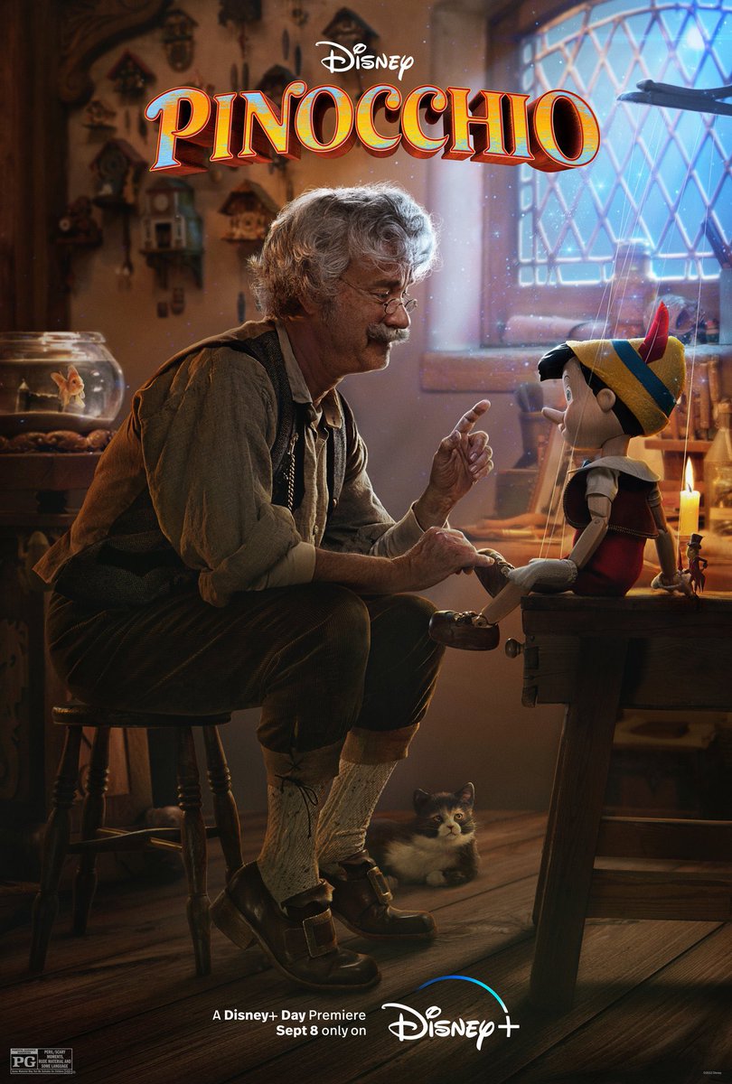 superocho_'s tweet photo. Junto con el nuevo trailer, estrenamos póster de #Pinocchio
En la nueva imagen tenemos a #TomHanks como #Geppeto, la película llega el 8 de septiembre a la plataforma https://t.co/YBUIXcz9GP