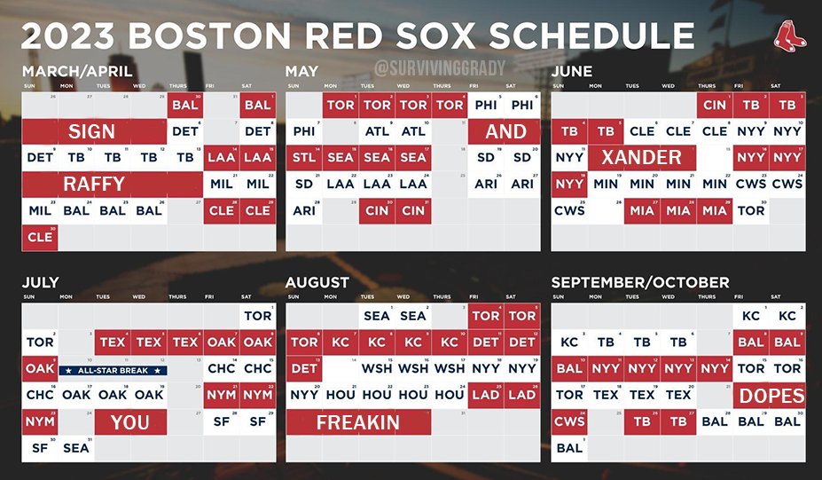 Red on X: red-on-x-i-can-t-stop-seeing-some-sort-of-coded-message-in-the-2023-red-sox-schedule-https-t-co-ous0u0cpii-x