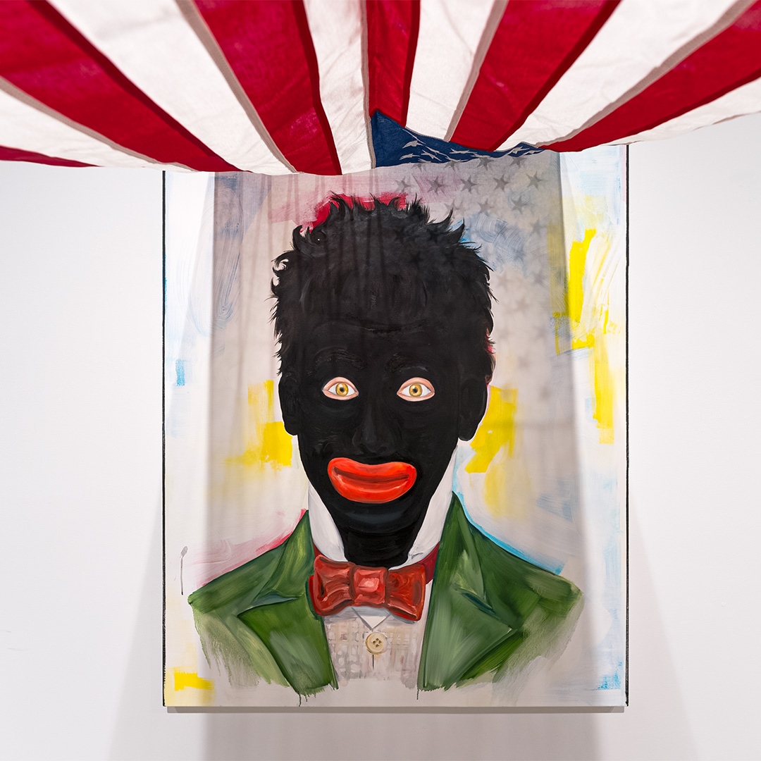 RussoLeeGallery's tweet photo. It's the final week to see Julian V.L. Gaines: Under the Flag. The exhibition will be on view through August 27.

Julian V.L. Gaines
(Painfully Positive) Fascination
2022
oil, acrylic, cotton flag on canvas
60 x 48 inches

https://t.co/bcXC54Xi0B https://t.co/iIxm4azWvR