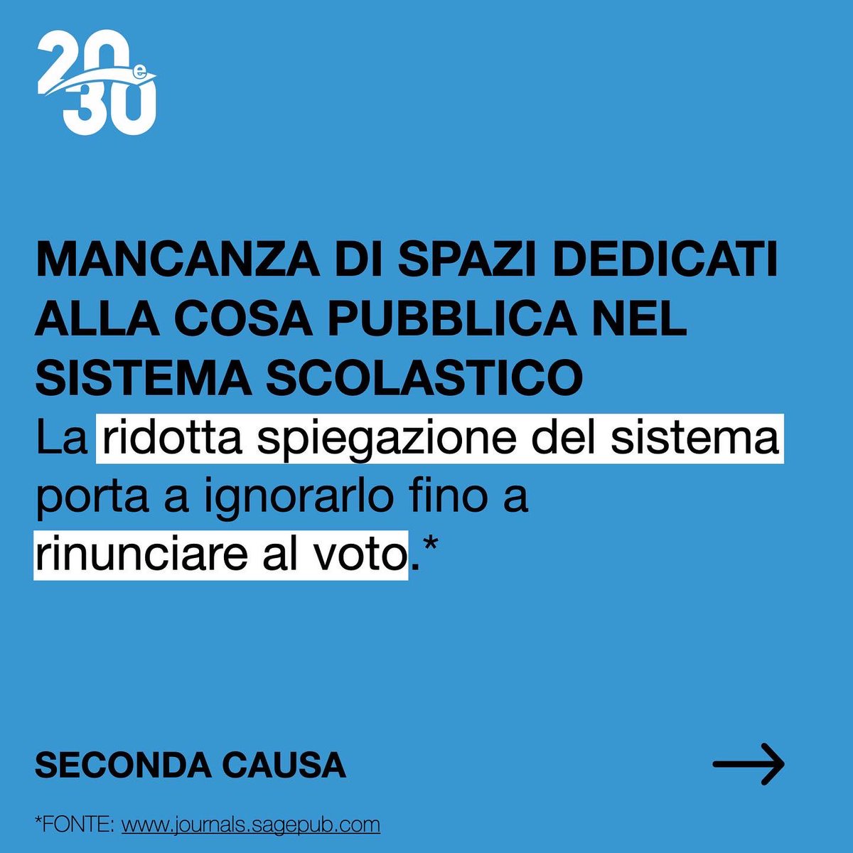 20e30_'s tweet photo. Abbiamo analizzato il problema e ricercato le principali cause del forte astensionismo giovanile. 

Nei prossimi giorni, analizzeremo specificatamente tutte le sfaccettature delle diverse cause indicate in questo post e vi presenteremo le principali proposte dei partiti. #20e30 https://t.co/Worz1lfw6F