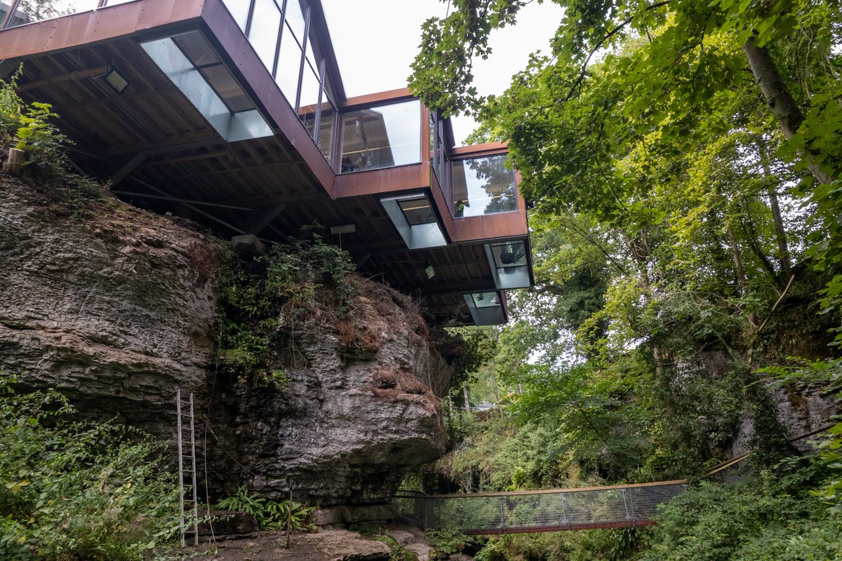 Great shot by George Lee of our unique glass-floored cantilevered cafe <a href="/howstean/">How Stean Gorge</a> in the midst of the #yorkshiredales - have you tried our new menu yet? Peruse our new #menu here - howstean.co.uk/eating/cafe/ 
There's nowhere like it! 😎