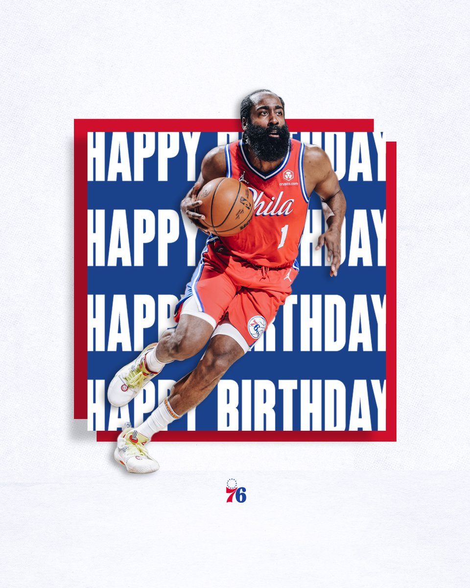 sixers's tweet photo. everyone wish @JHarden13 a happy birthday! 💙❤️ https://t.co/DiOWfshfEG