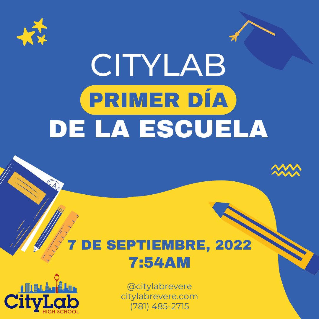 CityLabRevere's tweet photo. First day of school is fast approaching: Students, we'll see you on SEPTEMBER 7TH at 7:54AM! https://t.co/E8sn1Di5PW