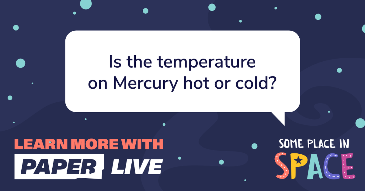 paperlearning's tweet photo. Answer: Both! The side facing the sun is incredibly hot (800°F) 🔥  The side facing away from the sun is super cold (-300°F) ❄️  Students learn these facts &amp; more in our weekly PaperLive shows. Mark your calendars! Fall registration for PaperLive shows opens Sept 12th 📆 https://t.co/9TApeCs1ZY