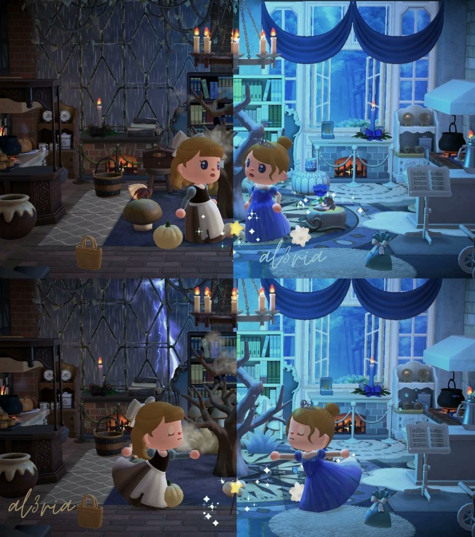 U share with you the challenge i host in IG called # acnhoppositeschallenge🤗
For mine it's on Cinderella in two differents time of the story💙🤎

#ACNH #AnimalCrossingNewHorizons #AnimalCrossingNewHorizons #かわいい #Cinderella #Disney #cute