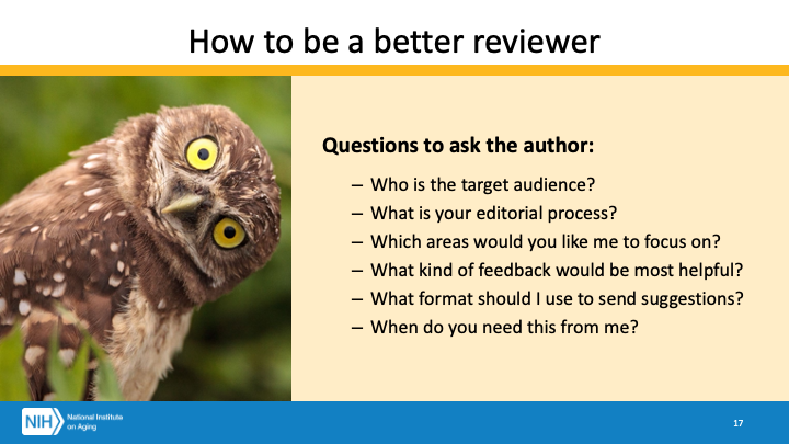 Digital_Gov's tweet photo. #PlainLanguageSummit 
How to be a better reviewer— tips on questions to ask your content authors, and things to remember when providing feedback: https://t.co/AAatmOcFql