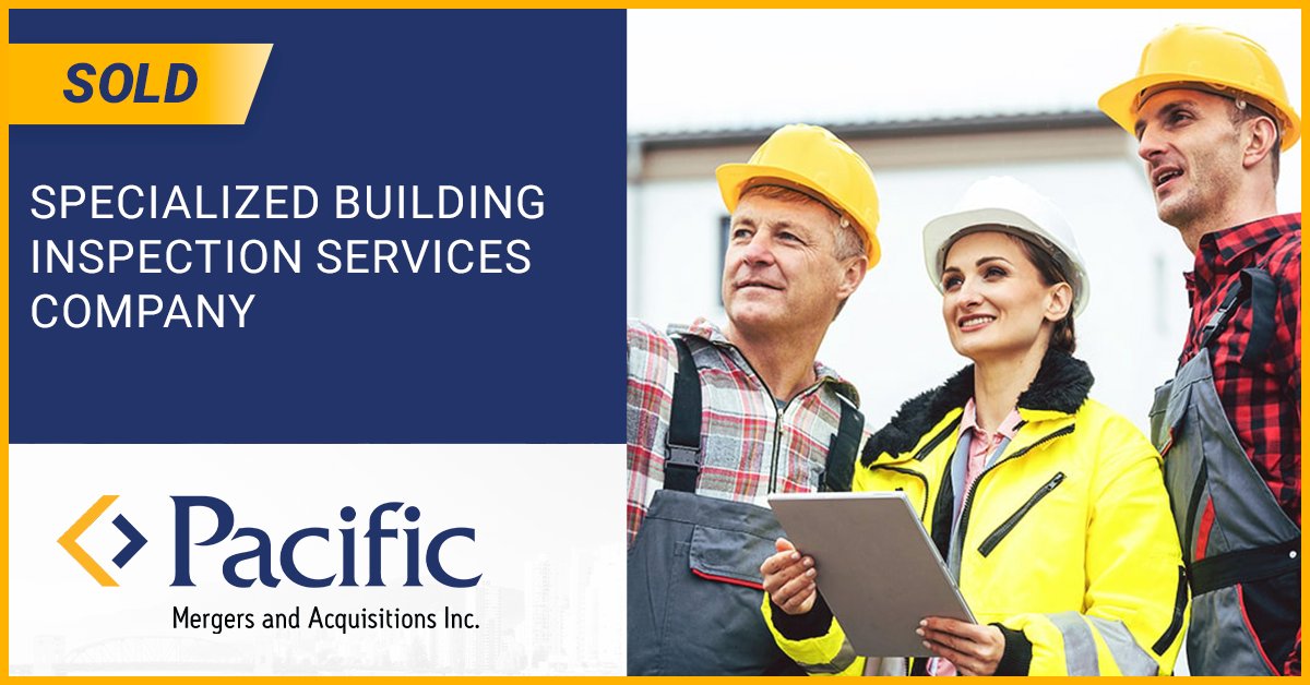 Pacific Mergers and Acquisitions Inc. is pleased to announce we've recently closed on a Building Inspection Services company. This transaction was managed by Kent Carter.

Ready to plan your exit? Schedule a consultation:
pmabb.com/contact-us/
