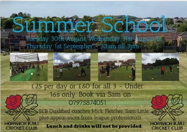 Summer School at <a href="/HORWICHRMI/">Horwich RMI Cricket</a> next week! With <a href="/mickfletcher65/">Michael Fletcher</a> and special guests. Likes and Retweets would be appreciated.