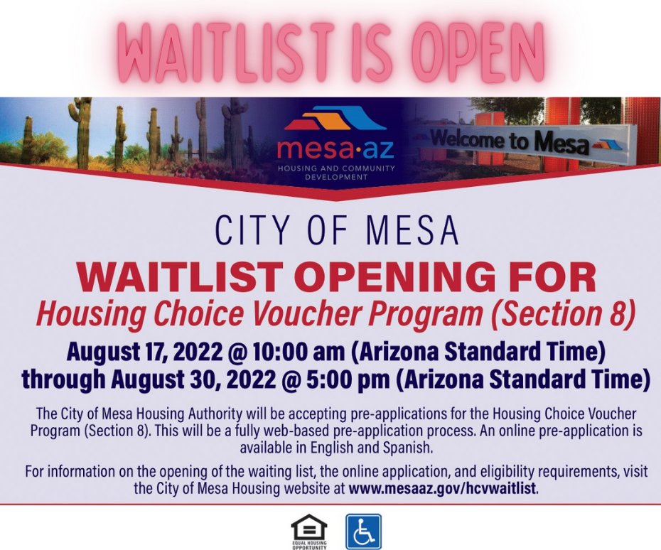City of Mesa, Arizona on Twitter: "The waitlist for the Housing Choice
