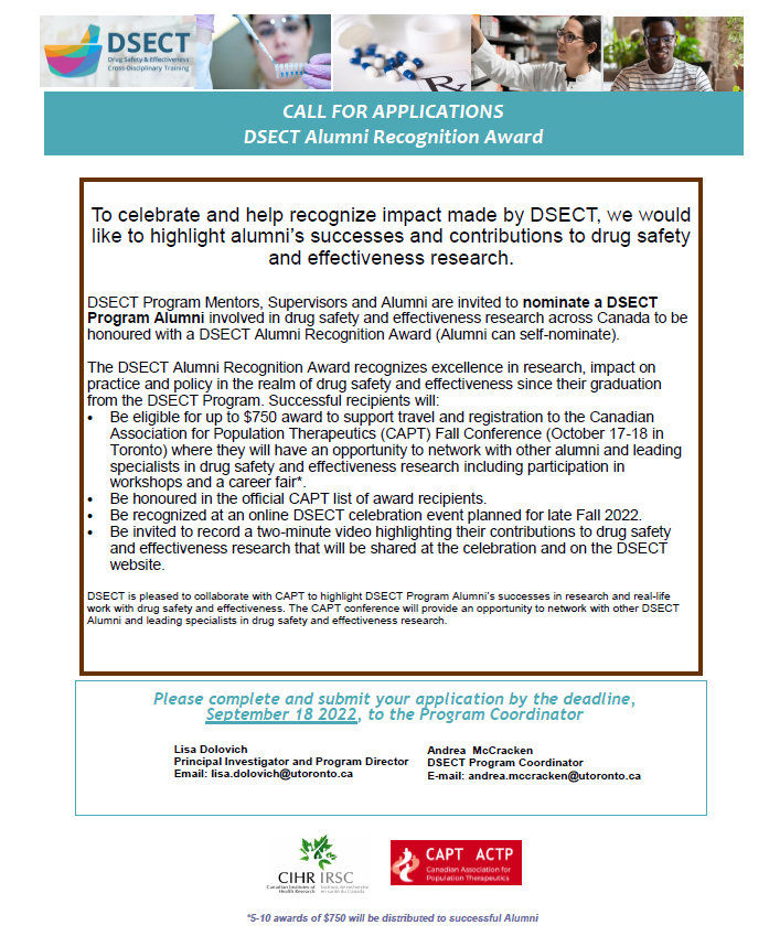 Calling all DSECT Alumni! Call for applications are NOW open for the DSECT Alumni Recognition Award. Apply today! bit.ly/3wsS0NX