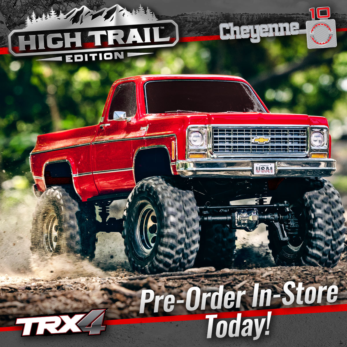 Lifted! Bigger! Longer! Killer Looks! 
 It's the Traxxas High Trail Edition K10 TRX-4 coming soon in Black or Red.  
Get it first from JackWagon RC, pre-order today! #TRX4HighTrail #Traxxas