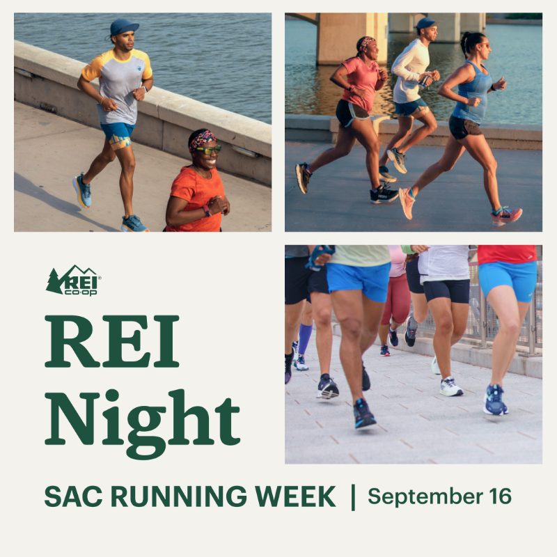 REI's tweet photo. Come celebrate Sacramento's running community! Join us at Bike Dog Brewing Company in West Sac from 6–9pm on Sept.16.